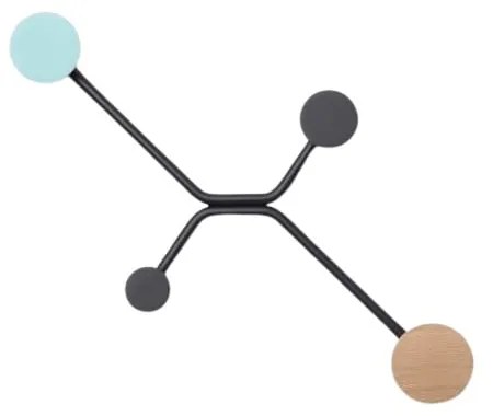 Čierny nástenný vešiak s mentolovozeleným detailom Gazzda Hook