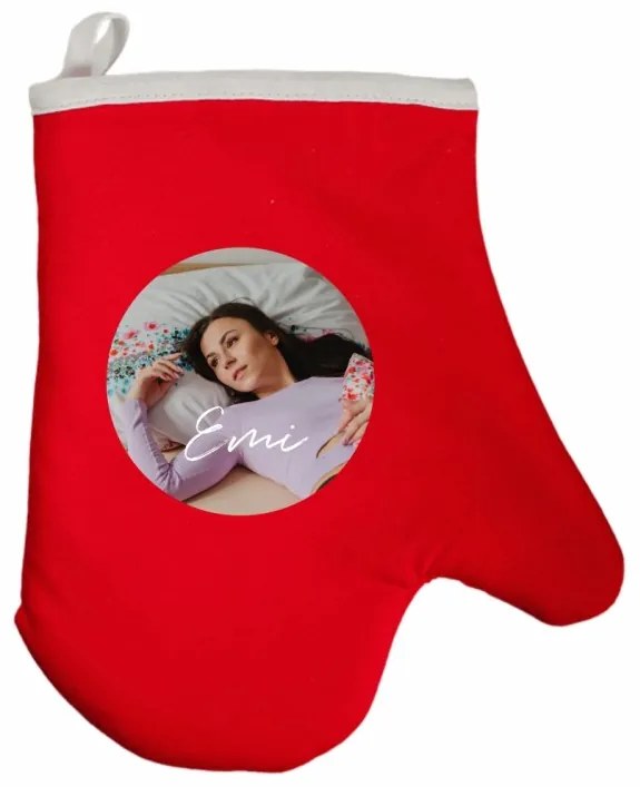 Kuchynská rukavica s vlastnou fotkou EMI, čierna