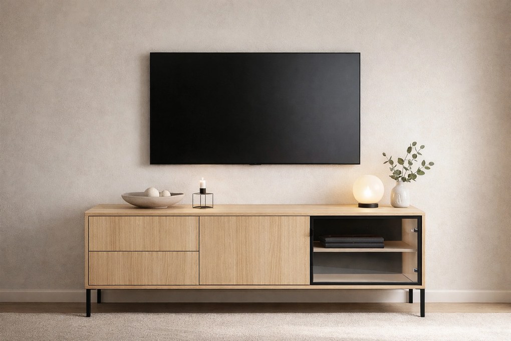 TV stolík Harmona 160 cm s osvetlením - dub lindberg