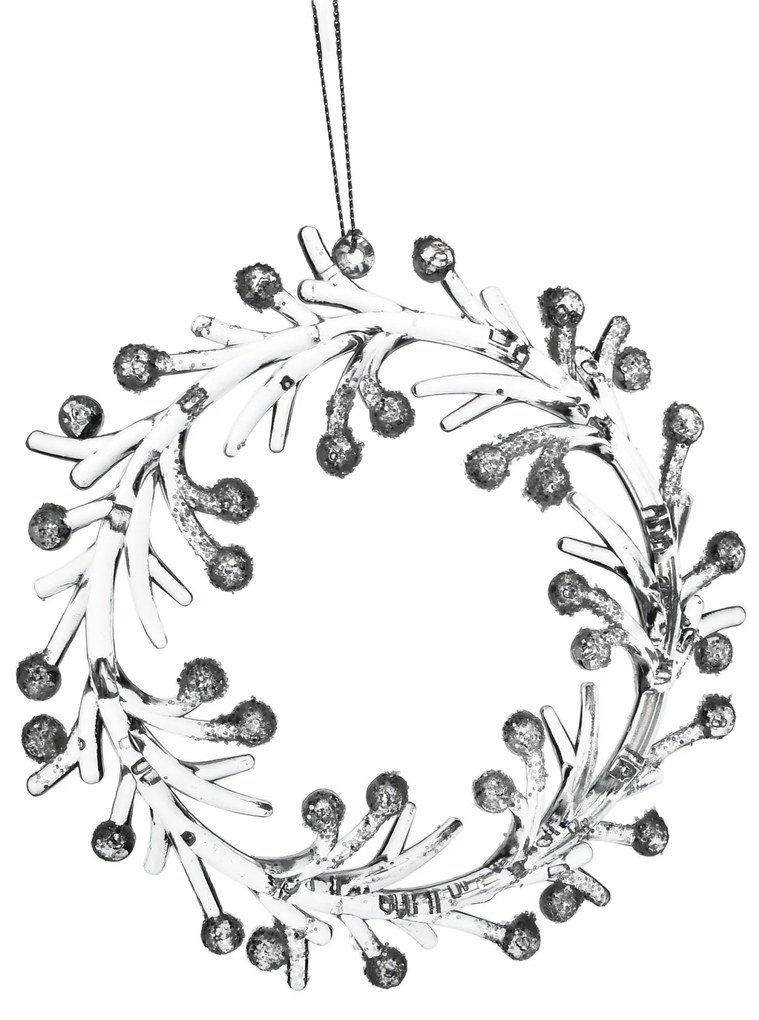 Vánoční závěsná ozdoba Santa Lila Věnec stříbrná