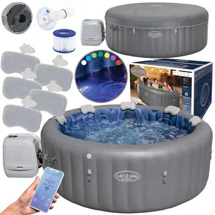 Vírivka Lay-Z-Spa SANTORINI PRO 7 LED hydromassage pre 5-7 osôb Bestway 6001T