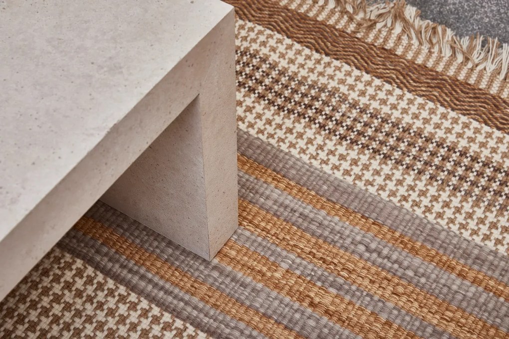 Diamond Carpets India, Ručne viazaný kusový koberec Houndstooth DESP HL89 Beige Mix, 160x230, béžová, hnedá, obývacia izba
