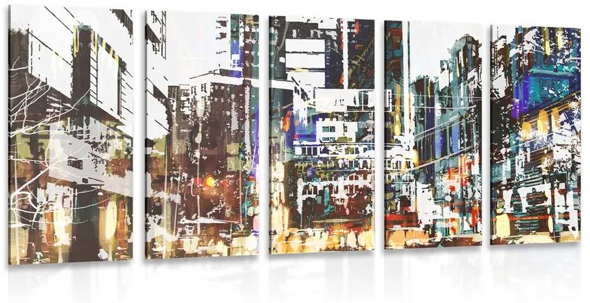 5-dielny obraz abstraktná panoráma mesta Varianta: 200x100