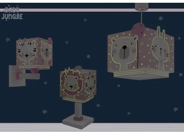 Dalber 63111S - Detská lampička JUNGLE 1xE14/8W/230V ružová