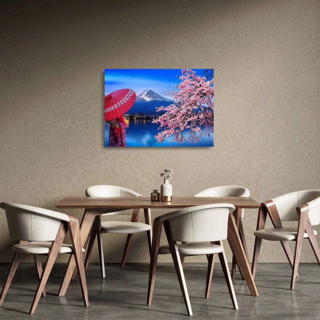 Sklenený obraz - Výhľad na vrchol, Japonsko (70x50 cm)