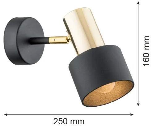 Argon 4265 - Nástenné bodové svietidlo DORIA 1xE27/15W/230V čierna/mosadz