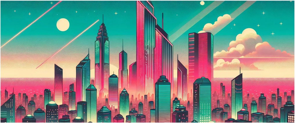 Obraz – Veľkomesto v pop-art štýle (120x50 cm)