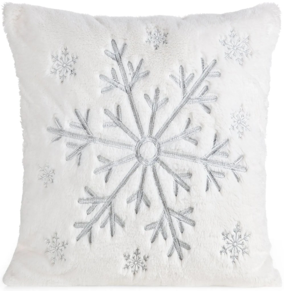 CHLPATÁ VIANOČNÁ DEKORAČNÁ OBLIEČKA NA VANKÚŠ SNOWFLAKE1 45X45 VZOROVANÁ