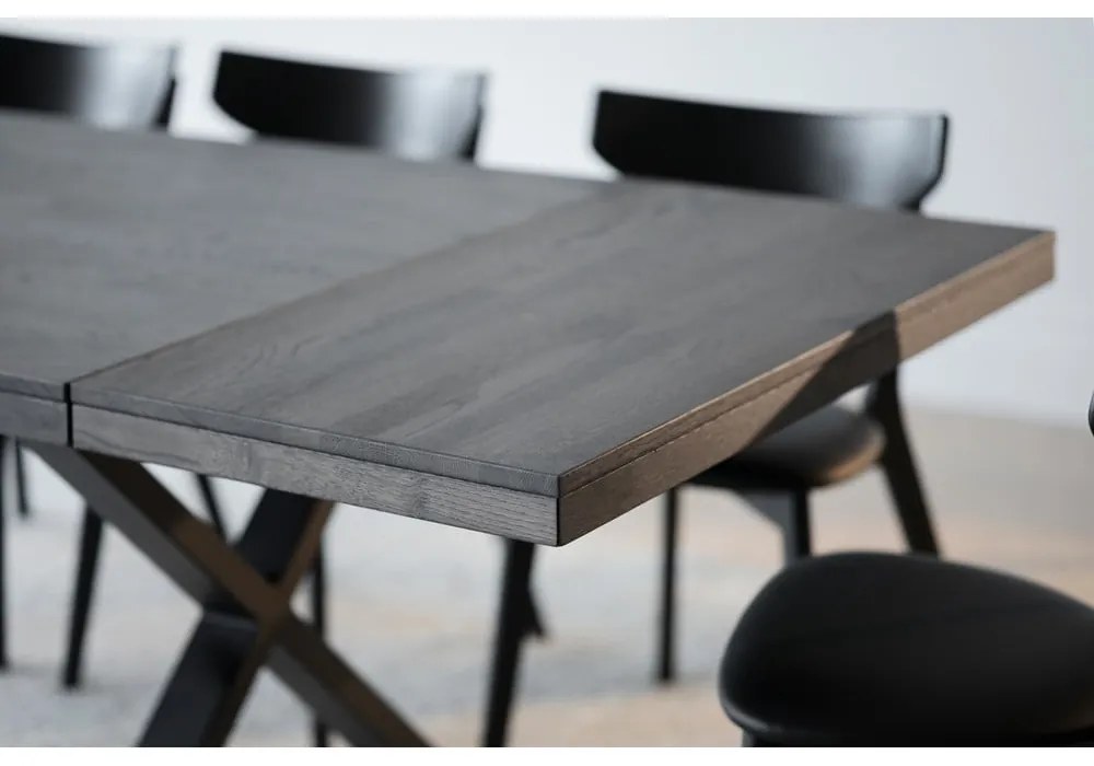 Tmavohnedá dubová prídavná doska jedálenského stola Rowico Brooklyn