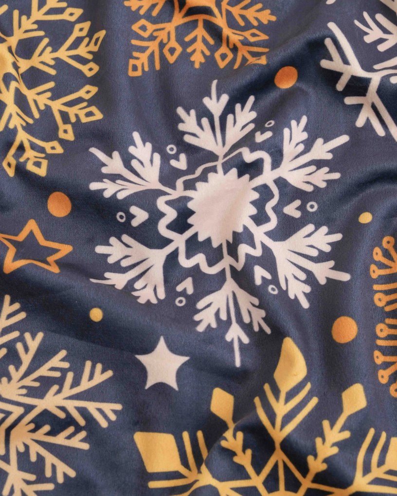 Vianočná obliečka na vankúš Velvet 40 × 40 cm - Mrazivé vločky modré