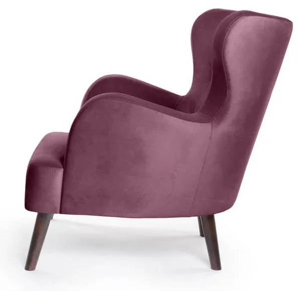 Fialové zamatové kreslo ušiak Noemye – Bonami Selection