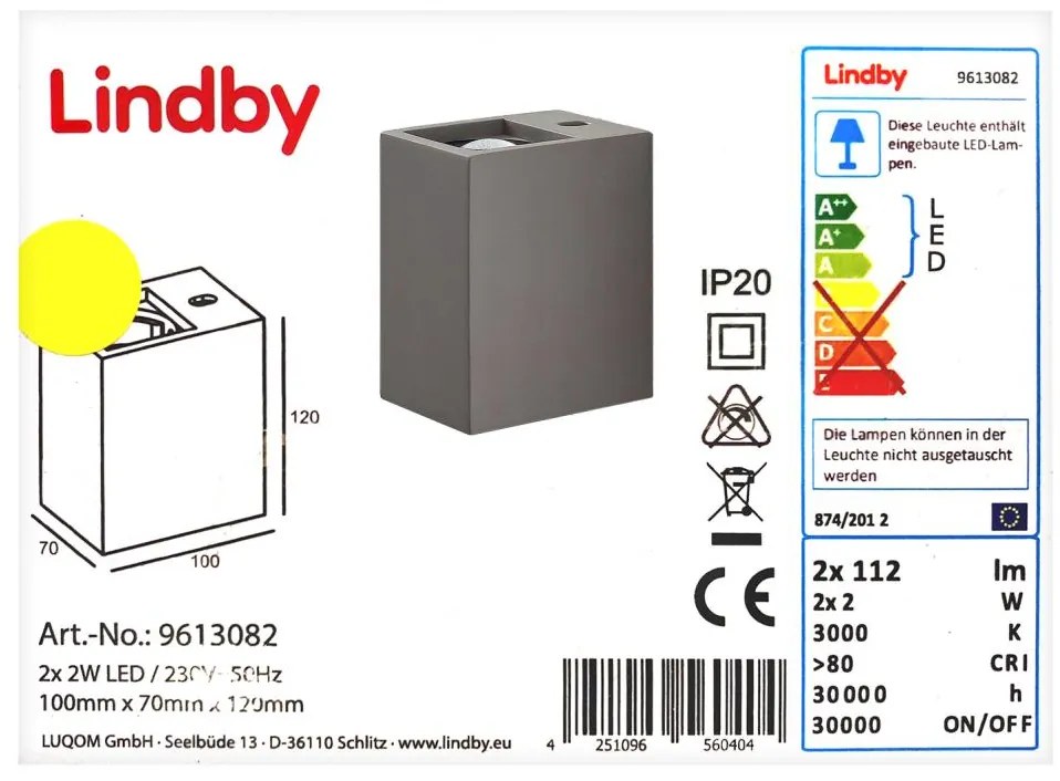 Lampenwelt Lampenwelt - LED Nástenné svietidlo CATALEYA 2xLED/2W/230V LW1074