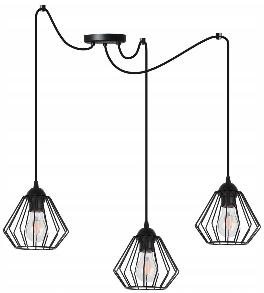 Závesné svietidlo Nuvola Spider 3, 3x drôtené tienidlo (výber z 2 farieb)