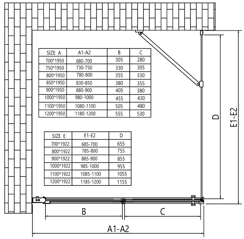 Erga Berlin, sprchový kút so skladacími dverami 110(dvere) x 80(stena) x 195 cm, 6mm číre sklo, čierny profil, ERG-V02-BERLIN-D110G080-CL-BK