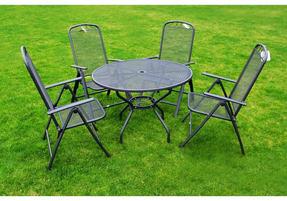 Čierna kovová záhradná stolička – Rojaplast