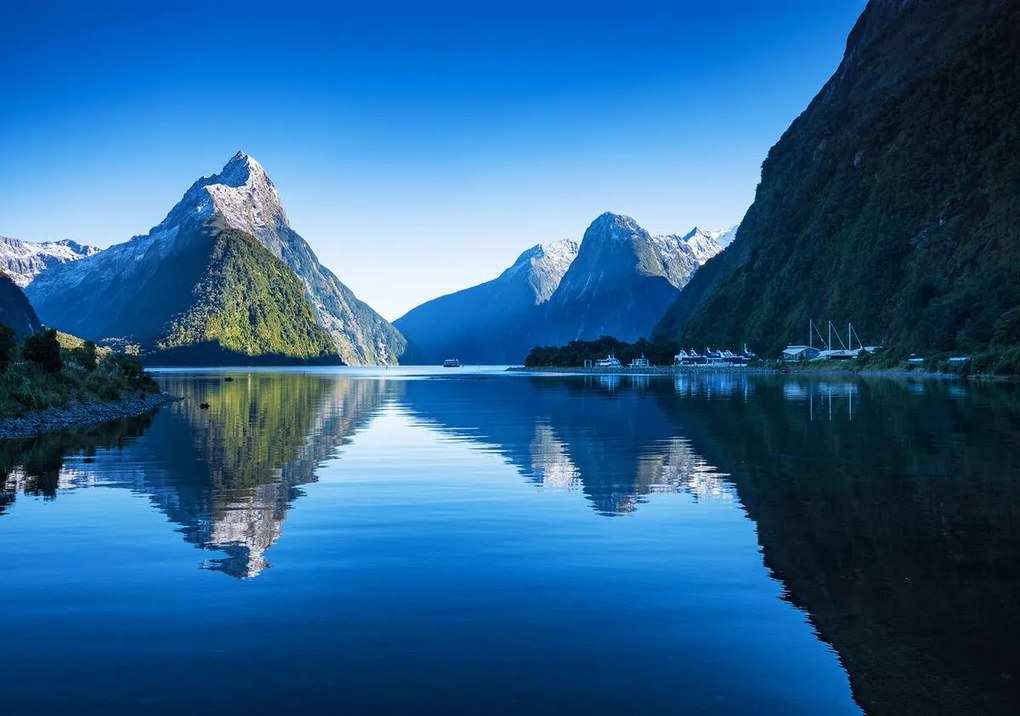 Fototapeta - Hory a jazero - Nový Zéland (152,5x104 cm)