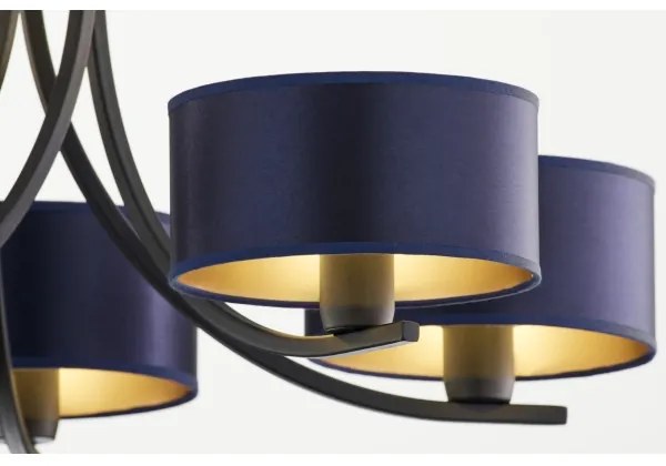 Jupiter 2101 - Luster na reťazi ARTHUR 5xE27/15W/230V modrá/čierna