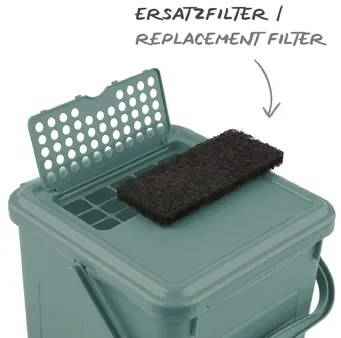 Odpadkový kôš s FILTROM, na bio odpad, Kompostér BIO, matne zelený, 9l
