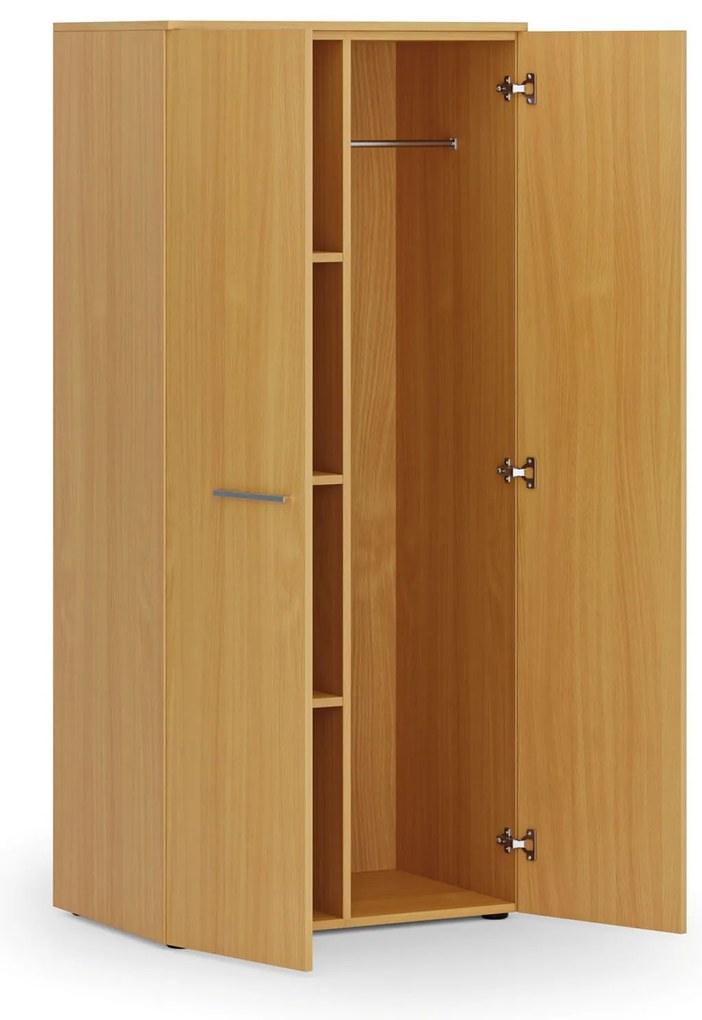 Kancelárska šatníková skriňa PRIMO WOOD, 3 police, šatníková tyč, 800 x 500 x 1781 mm, buk