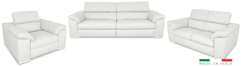 Moderná kožená sedacia súprava LOREN II 3+2+1, biela (madras - 122 white)