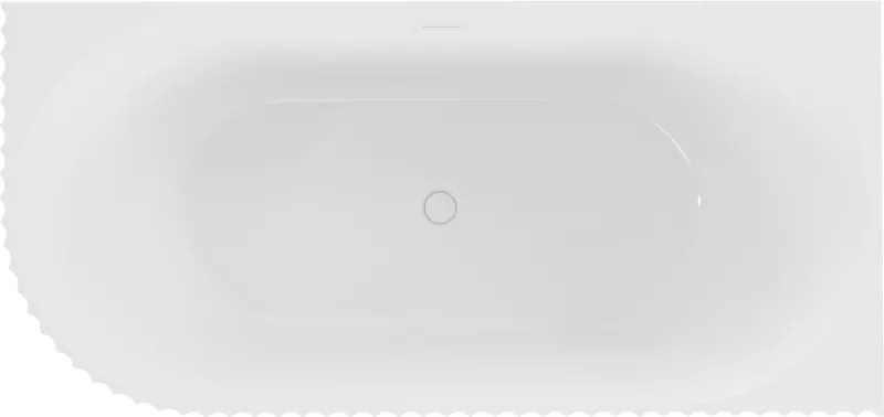 Mexen Gia, voľne stojaca rohová vaňa, drážkovaná, pravá, 150 x 75 cm, biela lesklá, biely prepad, 52701507500P-20