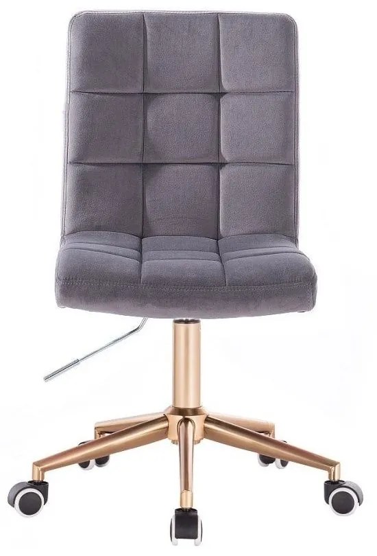 LuxuryForm DESIGN Stolička TOLEDO VELUR na zlatej podstave s kolieskami - tmavosivá