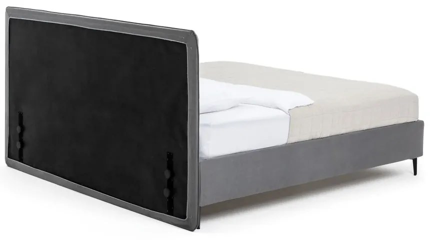 Sivá čalúnená dvojlôžková posteľ s matracom/s roštom 160x200 cm Noira Slim – Bonami Selection