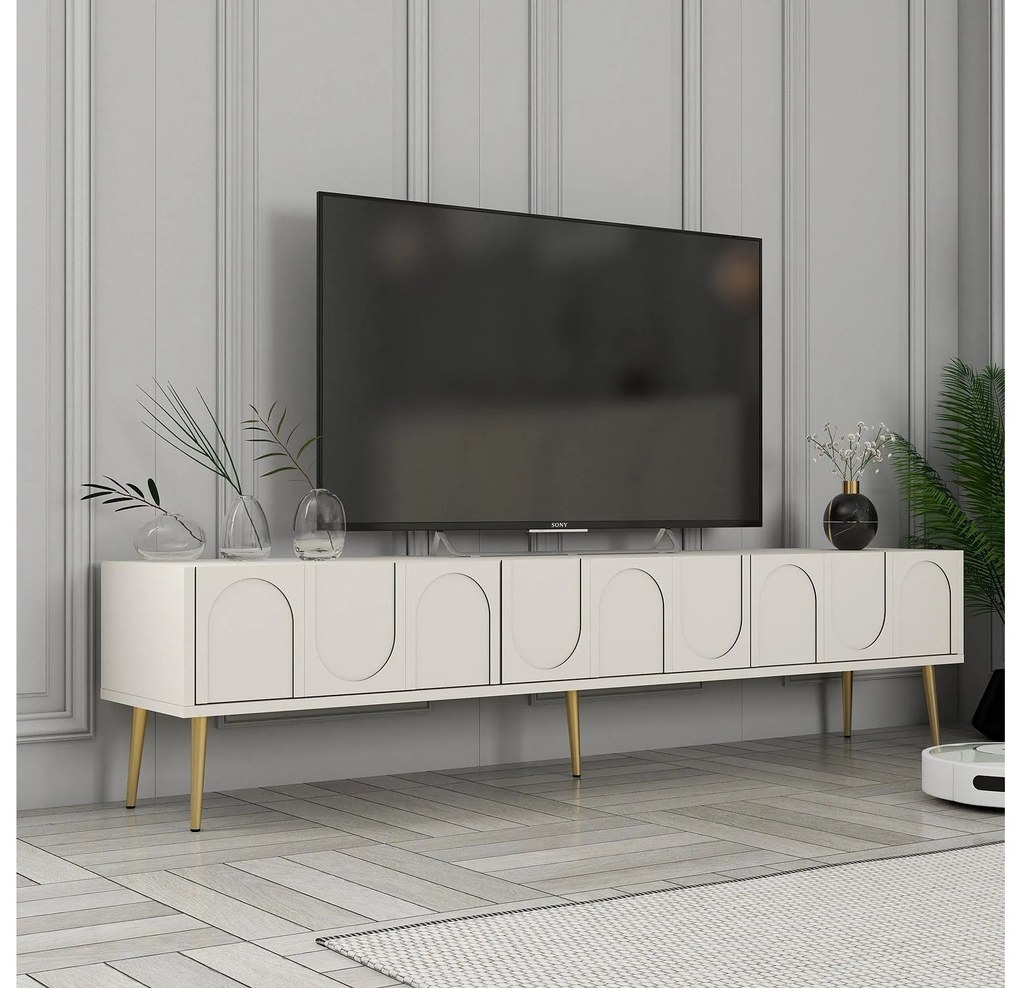 TV stolík/skrinka Bipemu 3 (krémová + zlatá). Akcia -20%. Vlastná spoľahlivá doprava až k Vám domov. 1095681