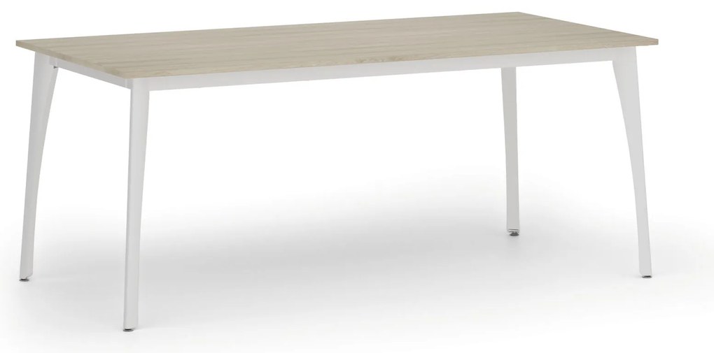 Rokovací kancelársky stôl PRIMO OMEGA, 180x90 cm, biela podnož, dub prírodný