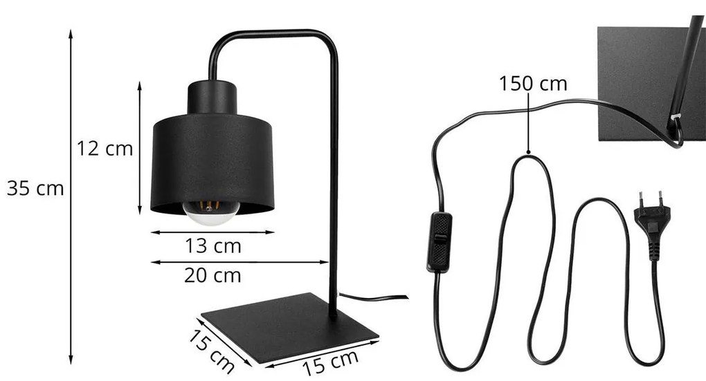 Stolná lampa Panta, 1x čierne kovové tienidlo, (výber z 2 farieb uchytenia)