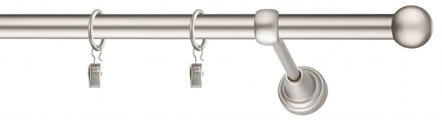 Dekorstudio Chrómová matná jednoradová garniža GUĽA 19mm Dĺžka: 180cm, Typ uchytenia: Držiak modern, Typ príslušenstva: Krúžky tiché so štipcami
