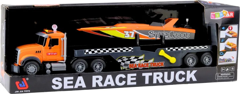 LEAN Toys Skrutkovacia súprava pre nákladné motorové vozidlá Svetlá Zvuky Oranžová