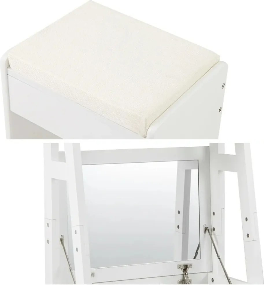 Úzky toaletný stolík s 2 policami a stoličkou, 60 x 40 x 180 cm