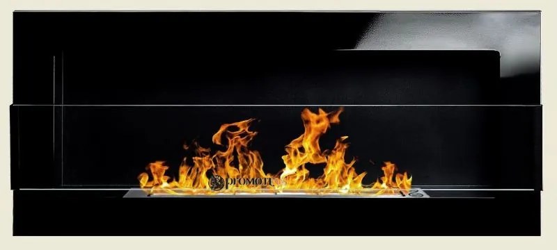 Závesný biokrb na stenu AIASA ČIERNY SO SKLOM 90x40x12