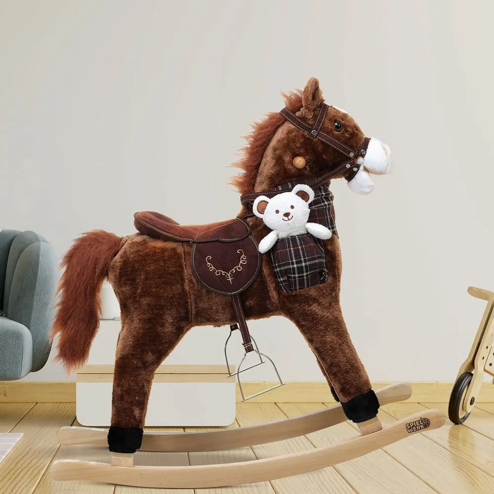Hojdací koník hnedý so zvukovým efektom Spielwerk