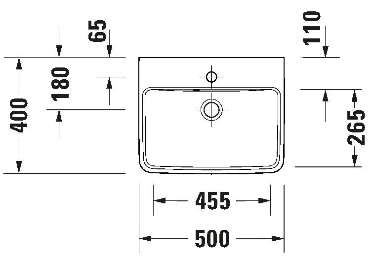 Duravit DuraStyle Basic - Umývadlo do nábytku 500x400 mm, s prepadom, biela 07435000002
