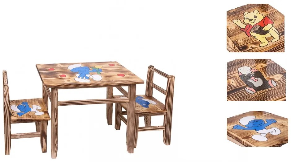 ČistéDřevo Detský drevený stolček so stoličkami