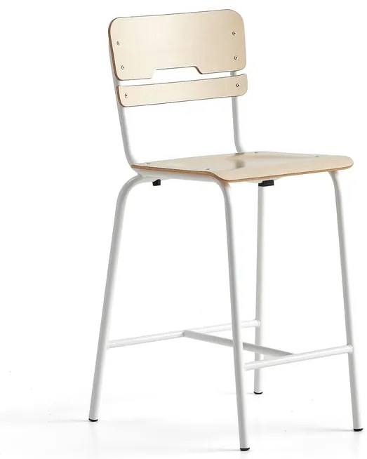 Školská stolička SCIENTIA, široké sedadlo, V 650 mm, biela/breza