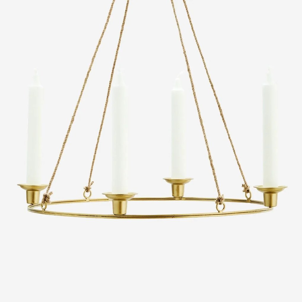 MADAM STOLTZ Závesný svietnik Gold Round Candle Holder