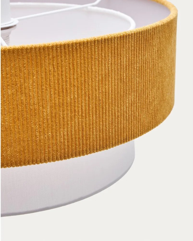 Detský luster v horčicovej farbe/biely s textilným tienidlom Bianella – Kave Home