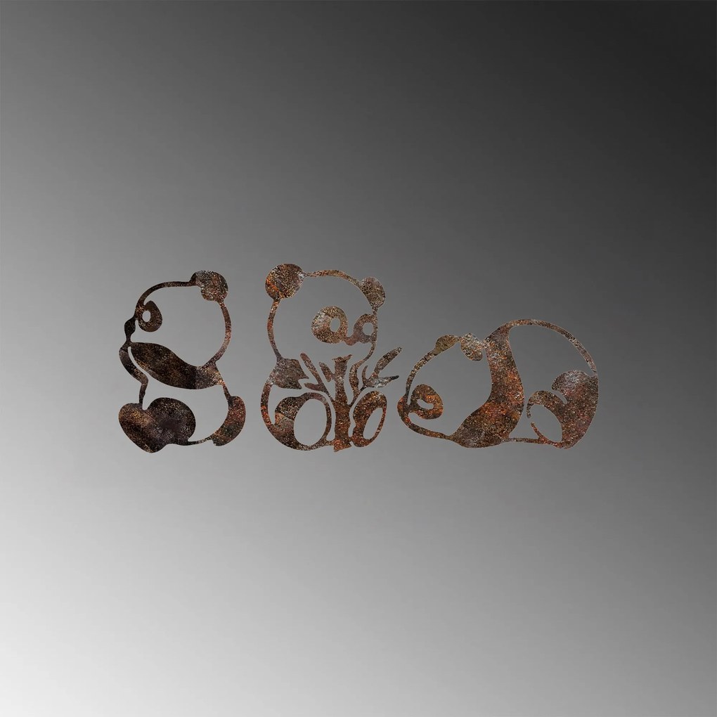 Hrdzavá Panda nástenná kovová dekorácia viacfarebná