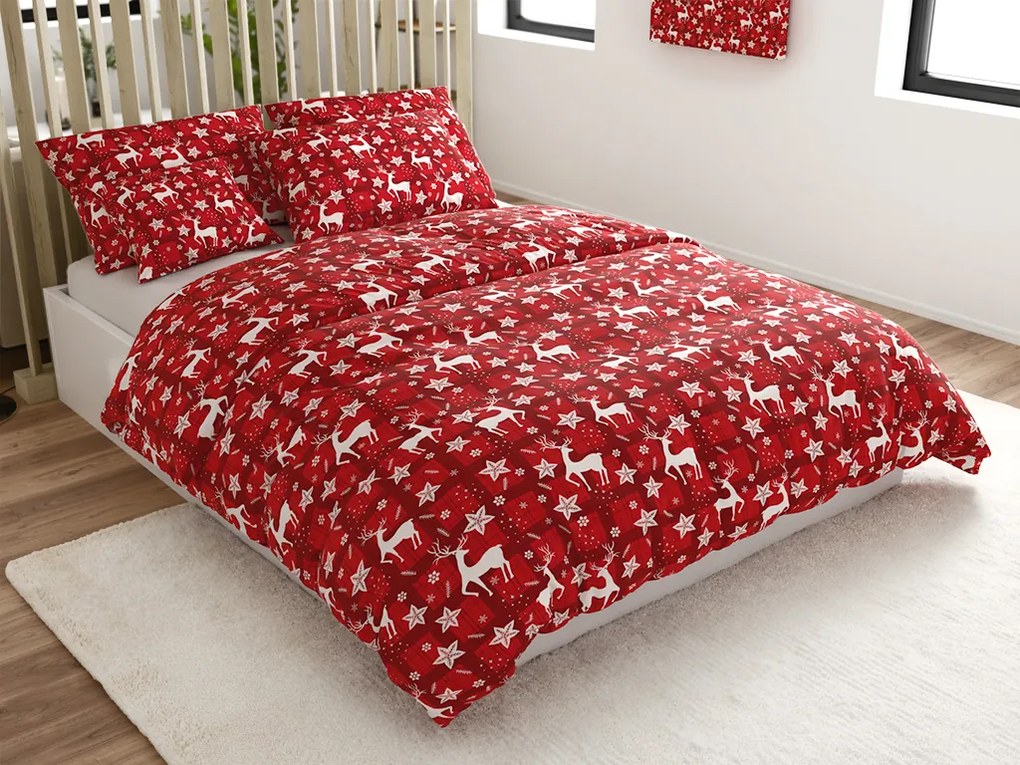 Obliečky z mikrovlákna VELVET CHRISTMAS červené Rozmer obliečky: 2 ks 70 x 90 cm | 200 x 220 cm