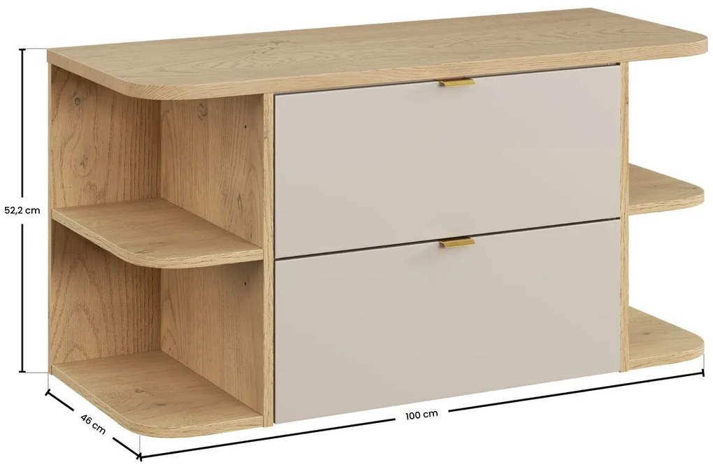 Závesná skrinka pod umývadlo Dalia Cashmere Ovalia s doskou 100 cm kašmírová/dub cremona