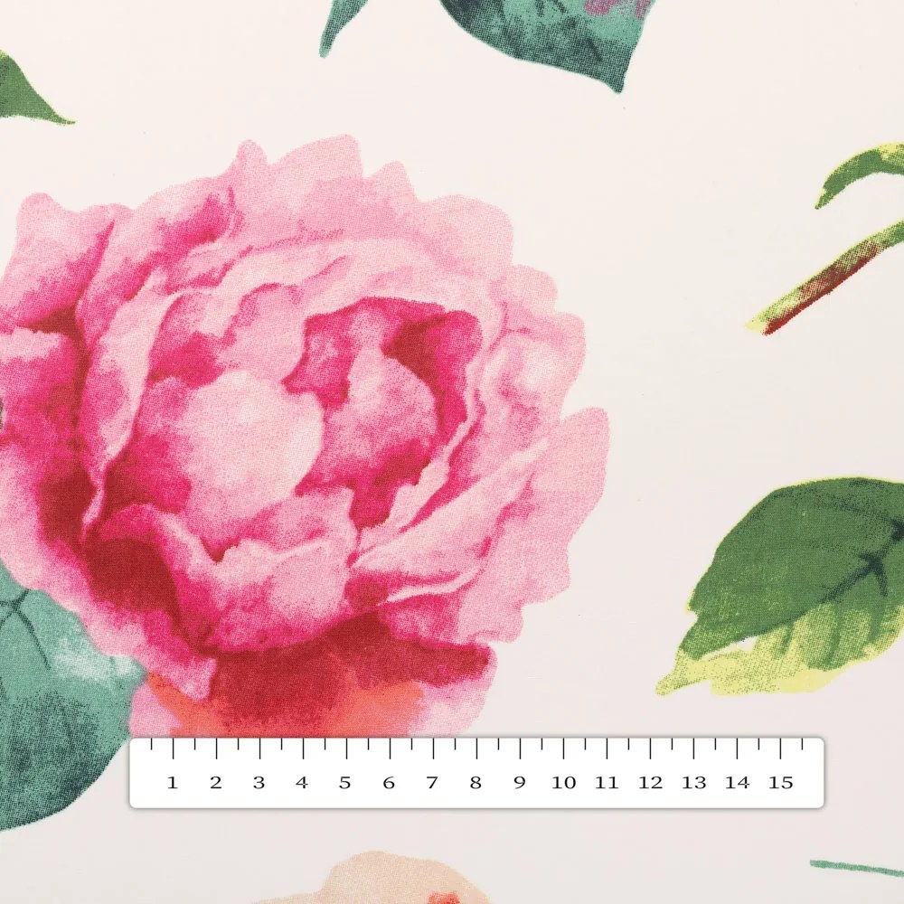 Biante Bavlnený obdĺžnikový obrus Sandra SA-715 Veľké ružovočervené pivonky na smotanovom 100x160 cm