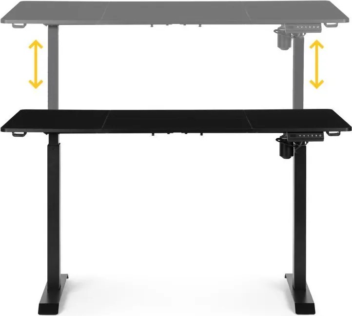 Elektrický nastaviteľný stôl 140 x 70 cm, nastaviteľná výška 76-121cm, čierny