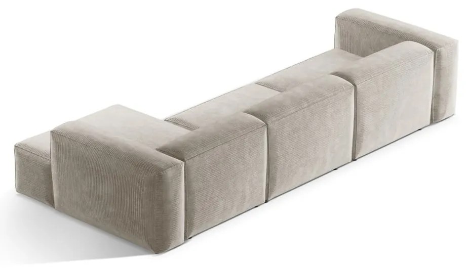 Béžová menčestrová rohová pohovka (pravý roh/s leňoškou) Bergamo – Cosmopolitan Design