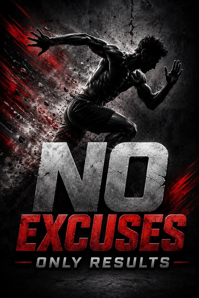 Motivácia No excuses - Metalický obraz 60x40cm