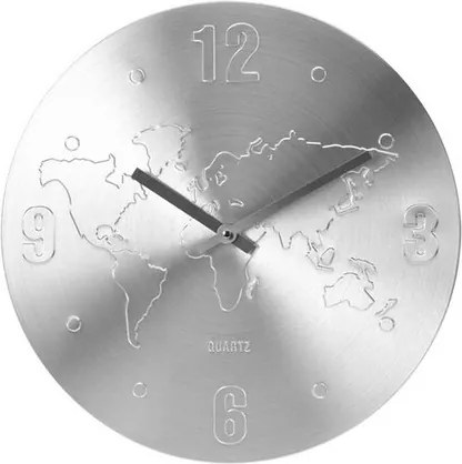 Nástenné hodiny World strieborná, 35 cm
