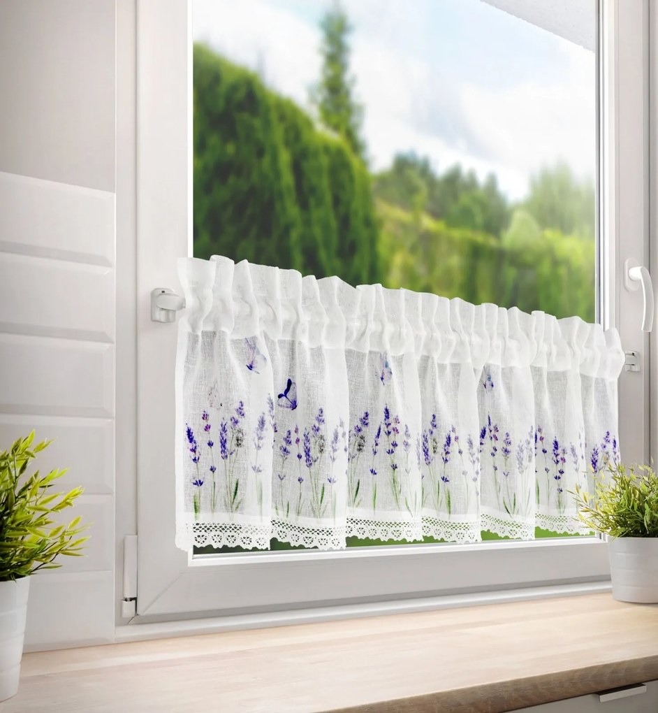 Záves ELLA 150X30 cm, bielo-fialový