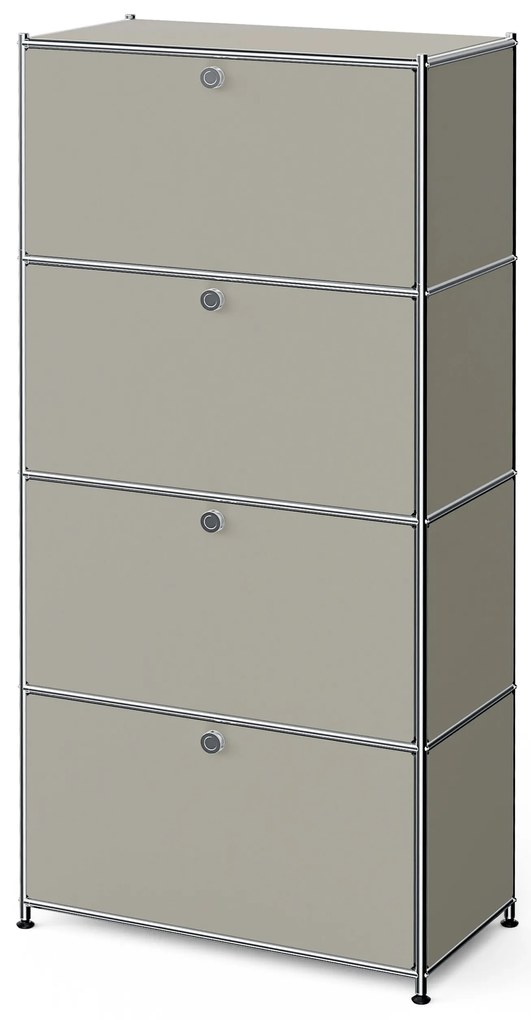 Vysoký kovový regál »CN3« so 4 priehradkami, svetlosivý